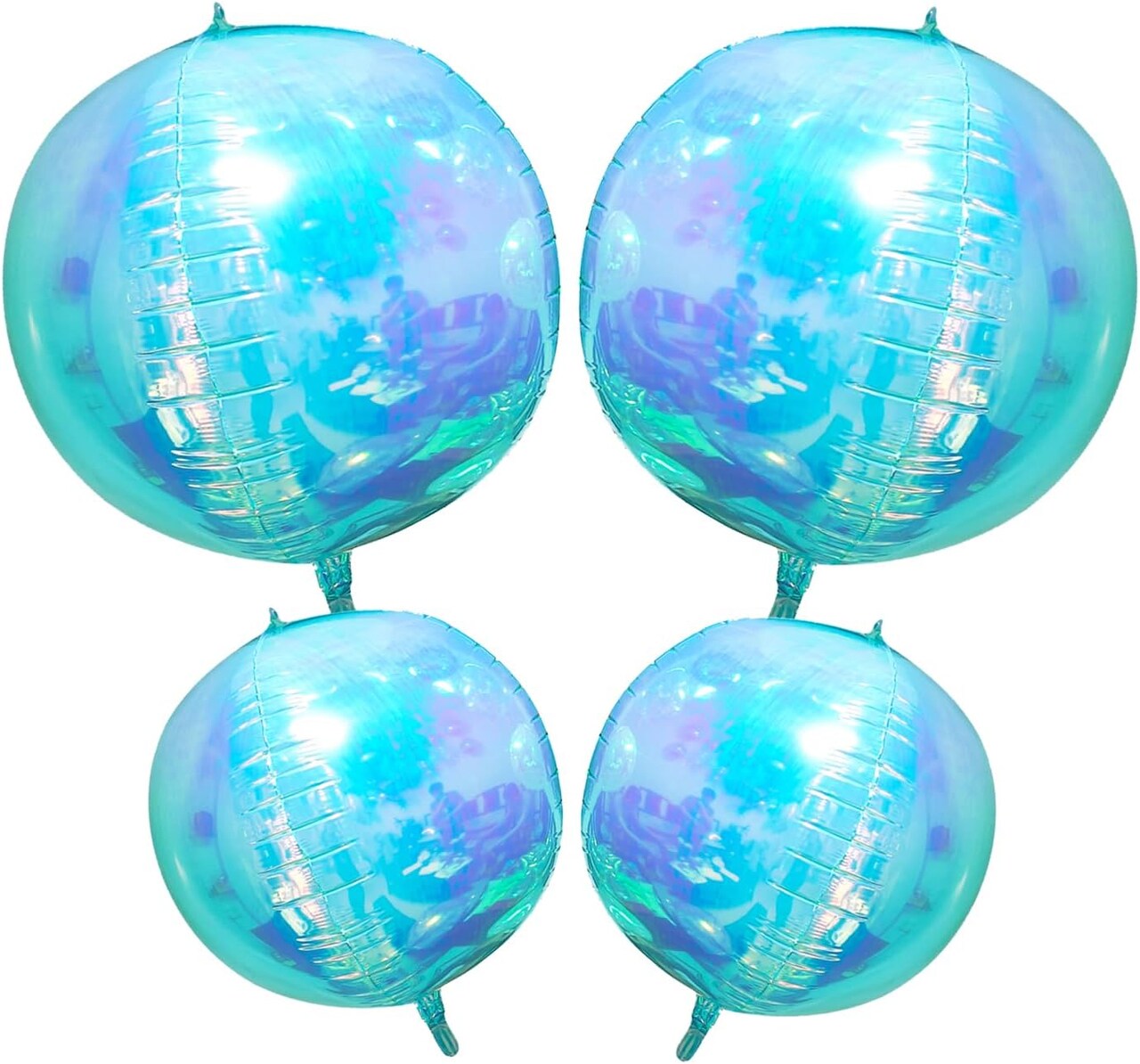 Iridescent 4D Round Ball Balloons 4D Dopamine Mylar Round Blue Balloon for Rainbow Under The Sea Mermaid